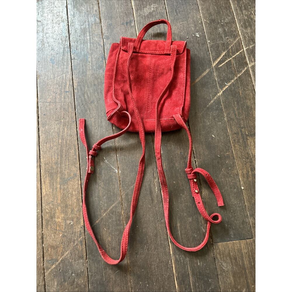 ASOS Red Suede Leather Small Backpack Preowned Women's Bag - Picture 5 of 9